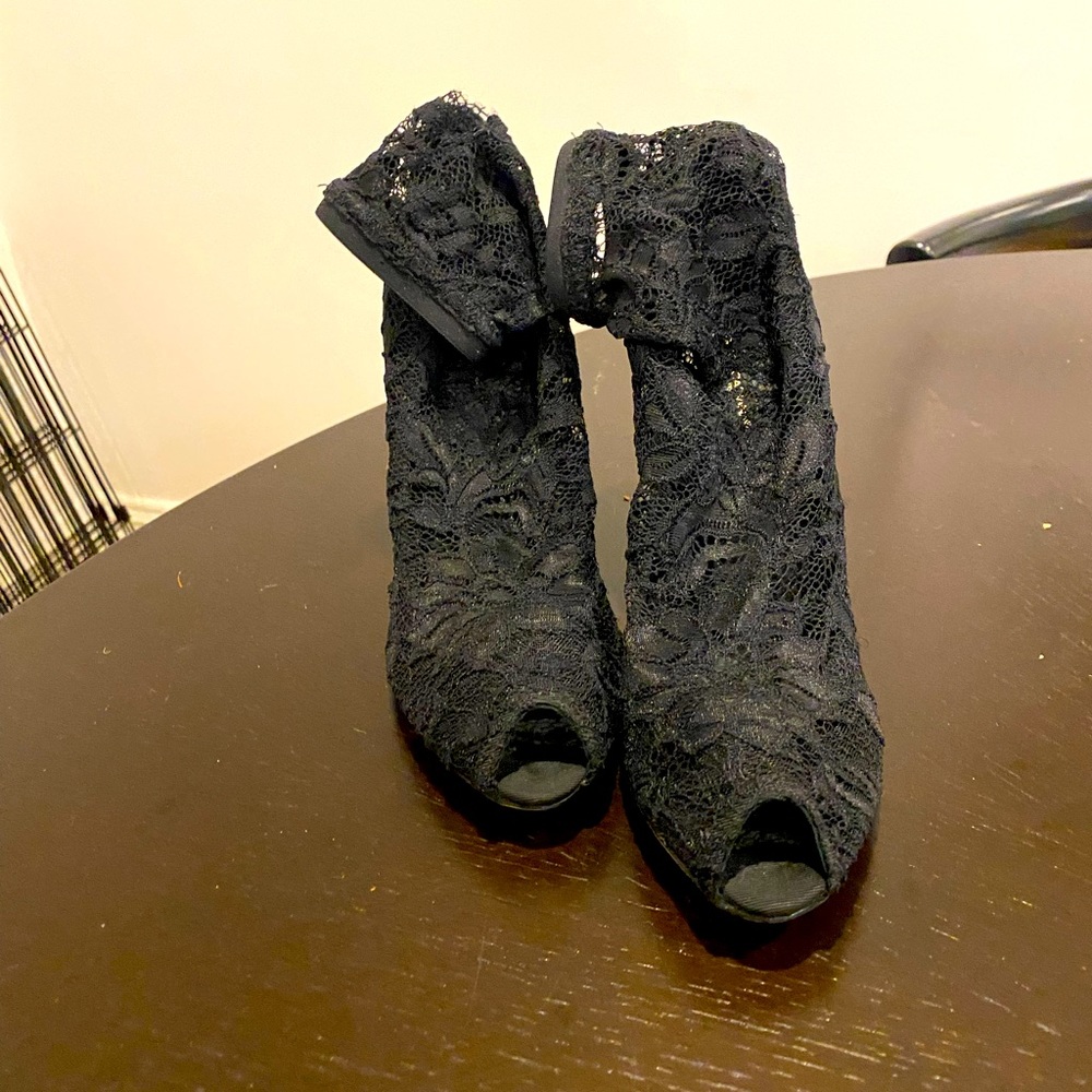 Dolce & Gabbana lace peep toe booties
